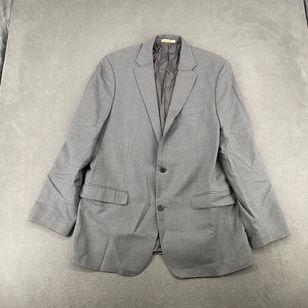 Lauren Ralph Lauren Mens 46L Grey Pinstripe 100% Wool Trim Fit Suit Jacket